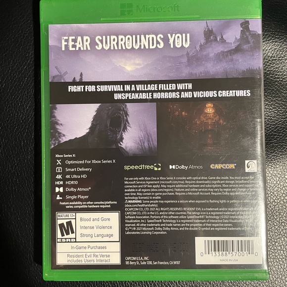 EUC Capcom Resident Evil Village 8 Microsoft Xbox One Series X S Video Game Disk - Picture 4 of 4